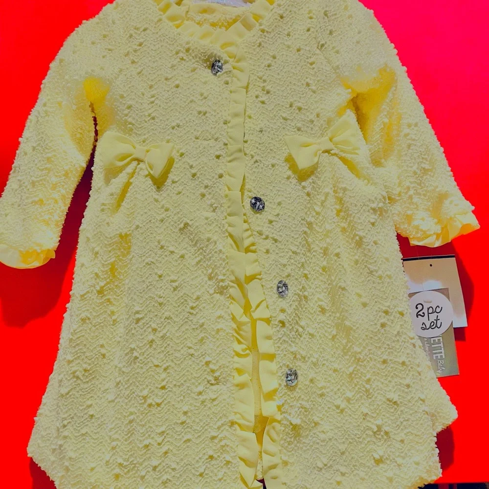 Nannette Baby 2-Piece Glitter Dress and Coat Set - Picture 2 of 5